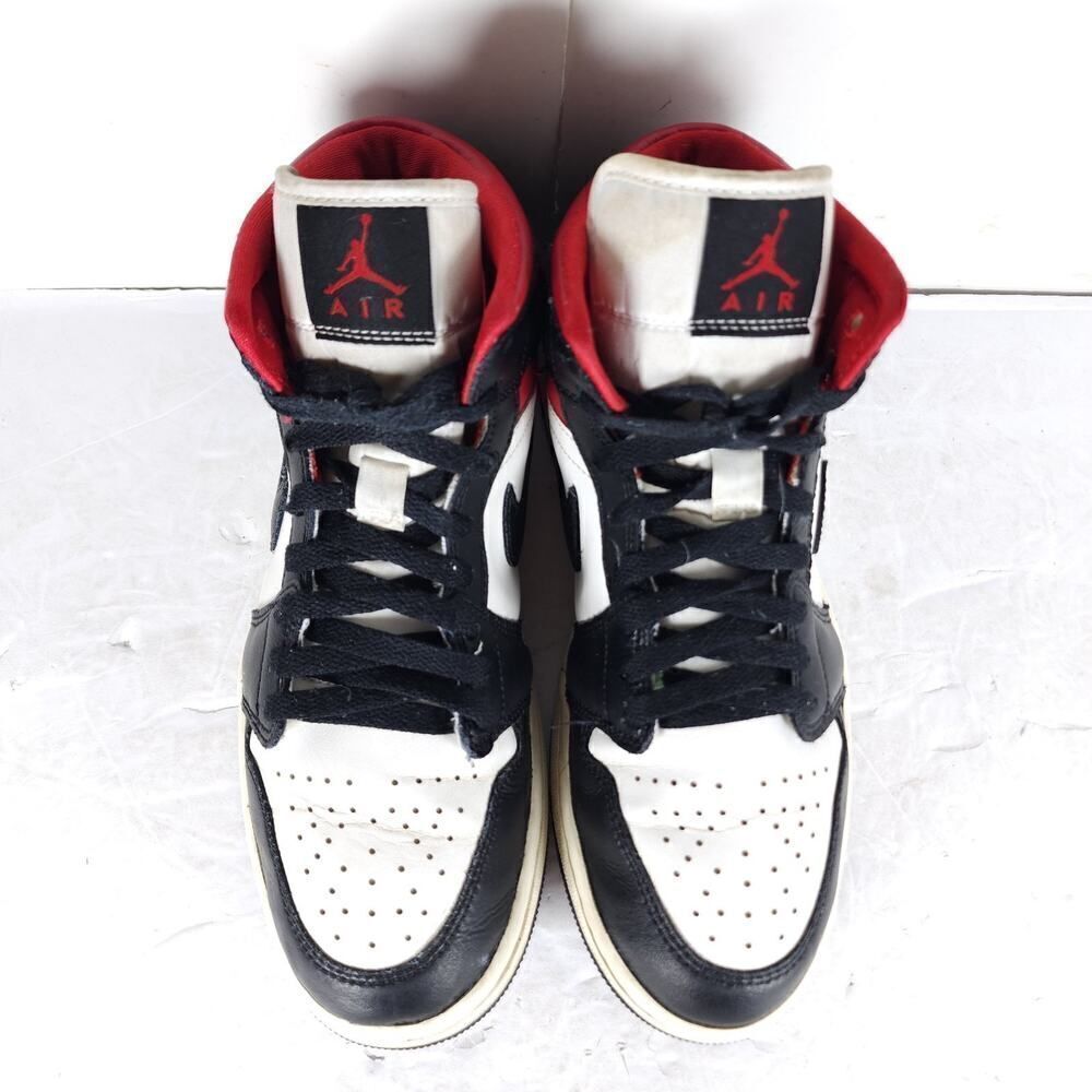 Nike Women’s Jordan 1 US9,5 Black Sail Gym Red Mid Top Sneakers Shoes BQ6472-061 - Picture 3 of 16